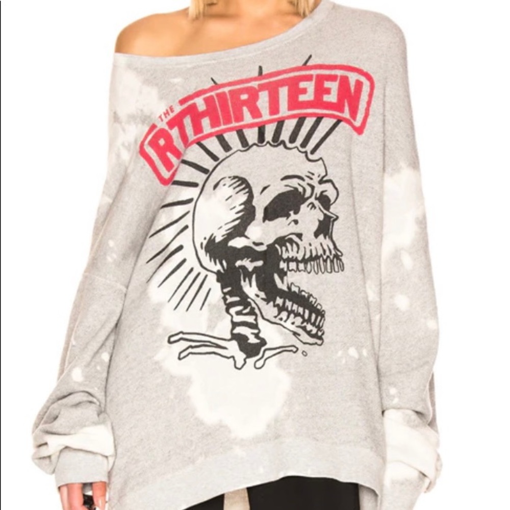 R13 Exploited Punk Oversized Crewneck Sweatshirt
